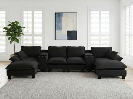 Modular Cloud Couch Sofa With Cup Holders & Storage, USB Port