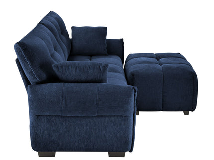 Sofa Set With Ottoman And Pillows, Textured, High Resilience Cushions