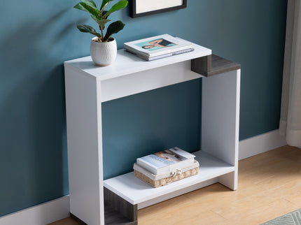 Contemporary Console Table With Two Open Shelves - White / Gray