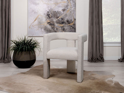Verda - Upholstered Accent Side Chair In Soft With Rounded Open Back And 3 Leg Base - White