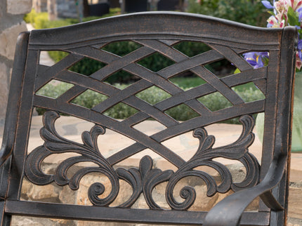 Luminea - Outdoor Aluminum Dining Chair With Scroll Design, Lattice Pattern And Cabriole Legs - Copper