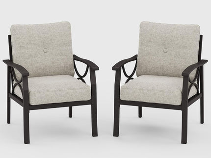 All-Weather Armchairs With Cushions, Modern Sculptural Design (Set of 2)