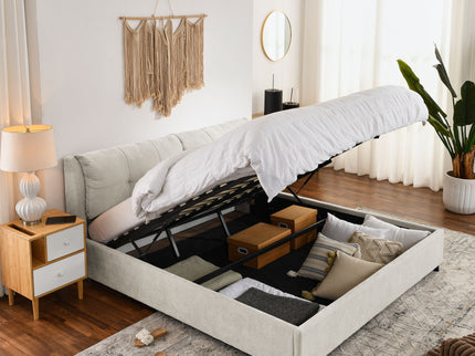 Storage Upholstered Hydraulic Platform Bed With Integrated Headboard