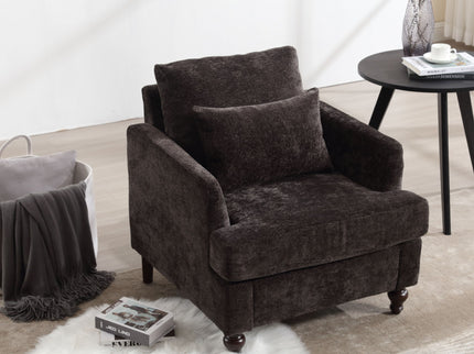 Modern Mid Century Wood Frame Armchair With Tufted Design