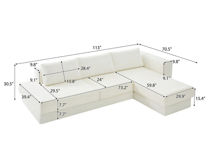 L-Shaped Modular Sofa With Double Layer Cushion