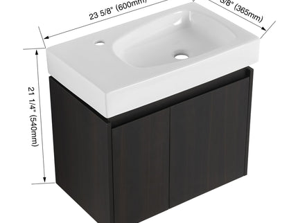 Modern Bathroom Vanity With Ceramic Basin, Wall Mounted Floating Sink Combo, Storage Cabinet