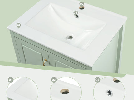 Retro Bathroom Vanity With Sink, Soft Closing Cabinet & Drawers