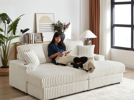 3 Seater Sofa With 2 Ottomans For Living Room
