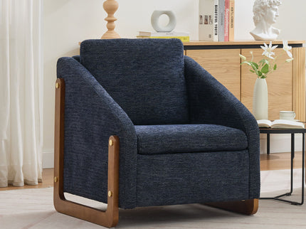 Modern Upholstered Armchair With Wooden Side Frame