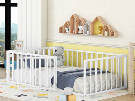 Metal Floor Bed Frame With Fence And Door