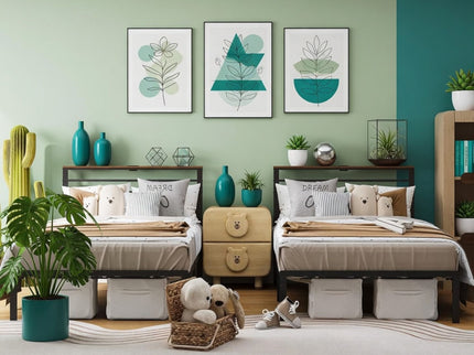 Platform Bed Frame With Charging Station & Headboard Storage