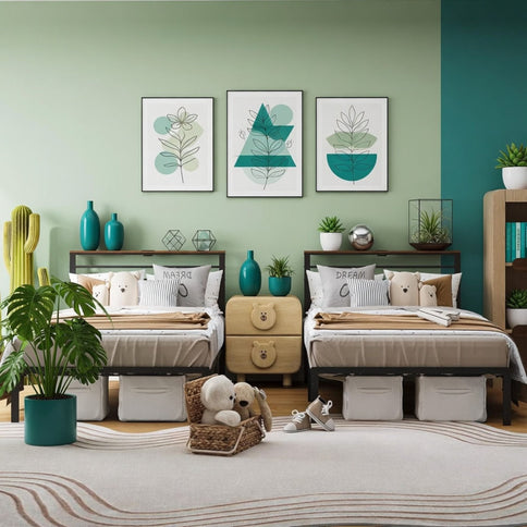 Platform Bed Frame With Charging Station & Headboard Storage