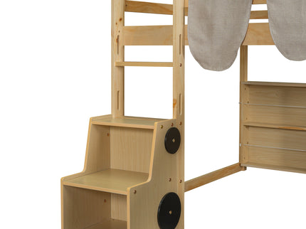 Loft Bed With House Shaped Frame And Tent