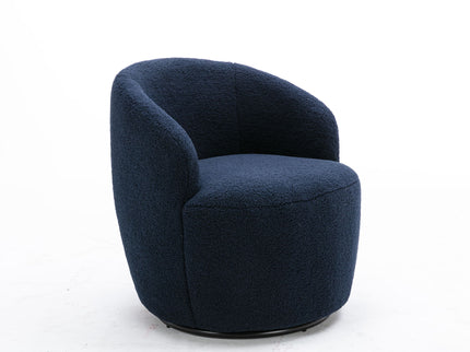 Teddy Fabric Swivel Accent Armchair Barrel Chair With Powder Coating Metal Ring
