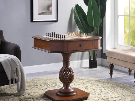 Bishop - Reversible Chess Checker Game Table With Game Tray (Chess Fingures Not Included) - Cherry
