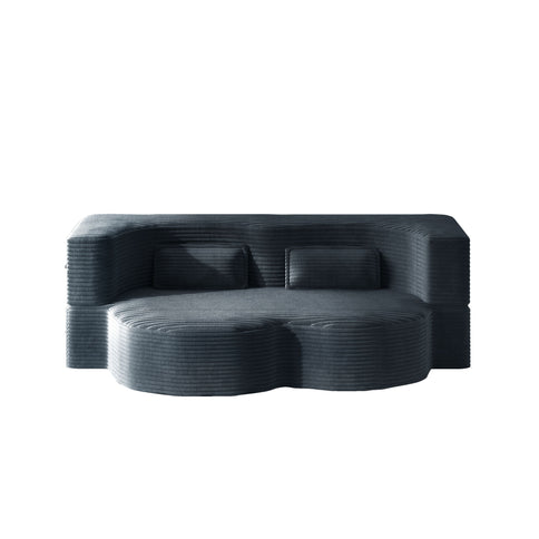Modern Floor Sofa With 2 Pillows, Convertible Twin Size Folding Mattress For Living Room