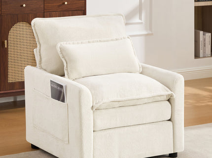 Modern Single Seat Accent Chair With Side Storage Pockets