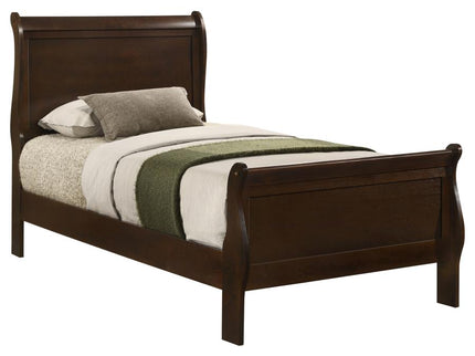 Louis Philippe Wood Twin Sleigh Bed Cappuccino