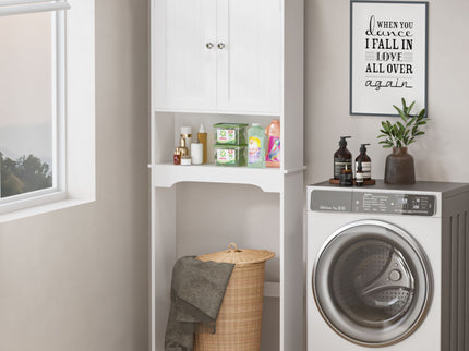 Over The Toilet Storage Cabinet, Bathroom Space Saver With Adjustable Shelf - White