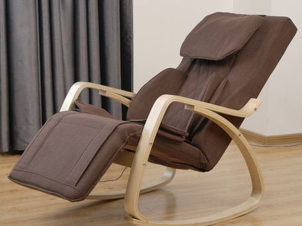 Comfortable Relax Rocking Chair With Full Massage Function Cotton Fabric Air Pressure - Brown