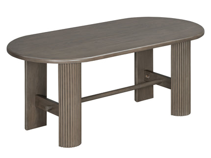 Oval Dining Table Set For 6 With Fluted Pedestal Base, 7 Piece Set Including 6 Upholstered Chairs