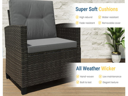 Modern All-Weather Patio Set With Cushions And Table
