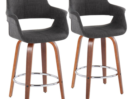 Vintage Flair - Mid-Century Modern Fixed Height Counter Stool With Swivel With Round Footrest (Set of 2)