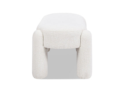 Hugo - Oval Fully Upholstered Bench - Milk Cream White