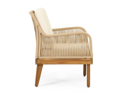 Outdoor Club Chair With Rope Weave Design - Teak