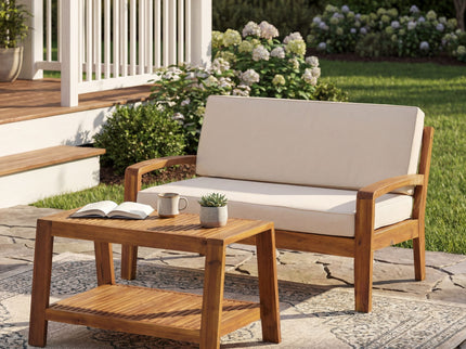 2 Piece Outdoor Conversation Set (Loveseat & Coffee Table With Water-Resistant Cushions)