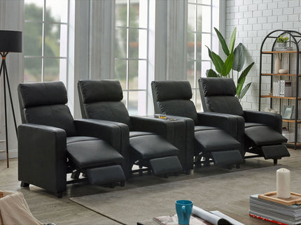 Warren - 4 Seater Home Theater With Wedge Console Recliners - Black