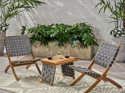Kayla - Outdoor Foldable 2 Seater Chat Set - Brown / Gray