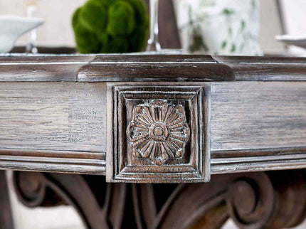 Dining Table With Expandable Leaf And Trestle Base Dining Room - Natural / Rustic