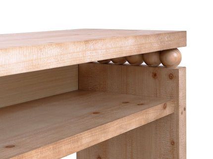Modern Rustic Console Table, Wood Entryway Table With Shelf & Decorative Bead Detail - Natural
