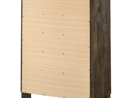 Bren - 5 Drawer Chest With Handles And Block Legs - Rustic