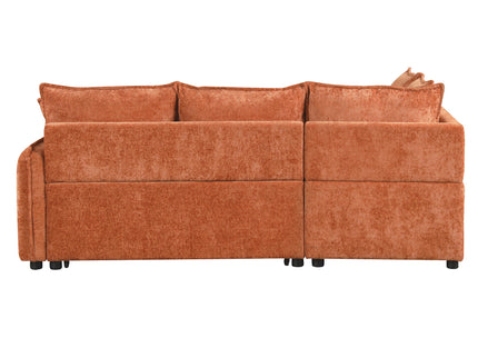 Convertible Sofa Bed Sectional Sofa Sleeper L-Shaped Sofa With A Storage Ottoman, Two Pillows, Two Power Sockets And Two USB Ports For Living Room
