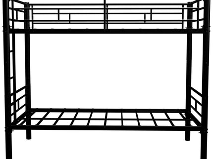 Metal Bunk Bed For Kids, Convertible Bedframe With Ladders & Guardrail