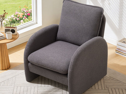 Modern Sherpa Upholstered Accent Chair, Comfortable Living Room Armchair, Lounge Chair For Bedroom, And Office