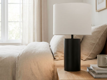 Aura - Table Lamp With On / Off Switch Block Base - Black / White