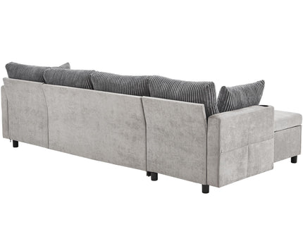 Sectional Sofa Bed With Pull Out Sleeper, USB Ports, Cup Holders