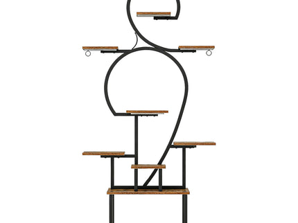 Plant Stand Indoor With Grow Light, 9 Tiered 63" Tall Indoor Plant Shelves For Multiple Plants - Walnut / Black