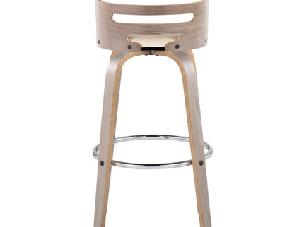 Cosini - Mid Century Modern Fixed Height, Barstool With Swivel With Round Footrest (Set of 2)