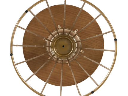 Hollow - Edge Retro Art Pine Side Table With Antique And Natural Color, Iron And Pine Construction - Antique Gold / Natural