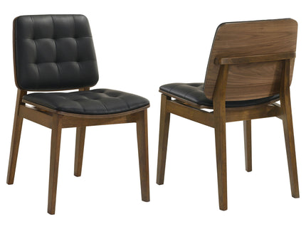 Tufted Back Dining Chairs With Tufted Upholstered Seats And Tapered Legs (Set of 2) - Black