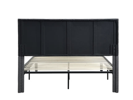 Full Size Upholstered Platform Bed Frame With Headboard, Strong Wood Slat Support, Mattress Foundation, No Box Spring Needed - Gray