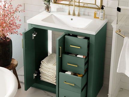 Bathroom Vanity With Sink, Storage Cabinet, Freestanding Set With 3 Drawers & Soft Closing Doors