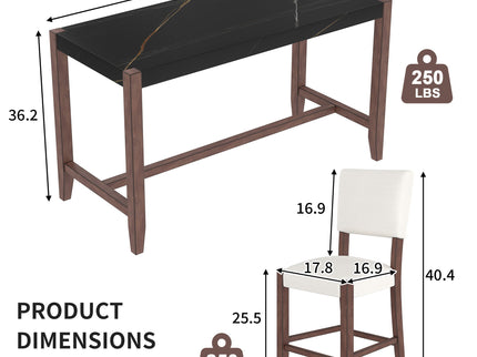 5 Piece Counter Height Dining Set, Bar Table With 4 Upholstered Chairs