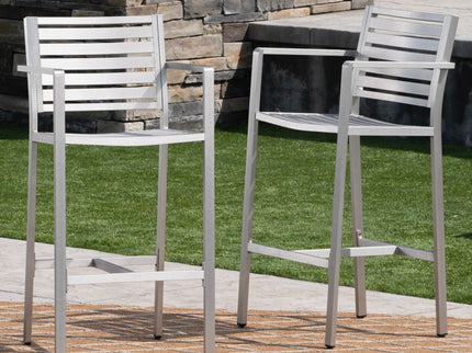 Outdoor Aluminum Rust Proof Barstools (Set of 2) - Silver