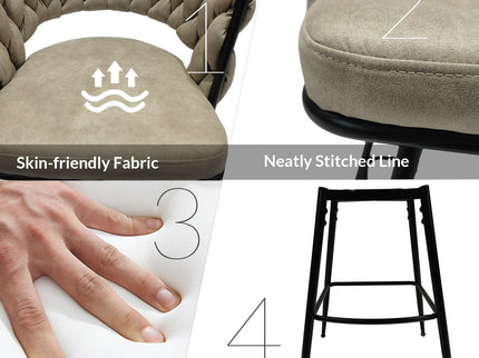 Bar Stool 360 Swivel With Back Footrest
