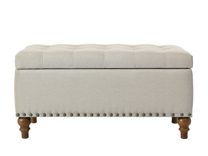 Upholstered Ottoman With Storage And Rivet Trim